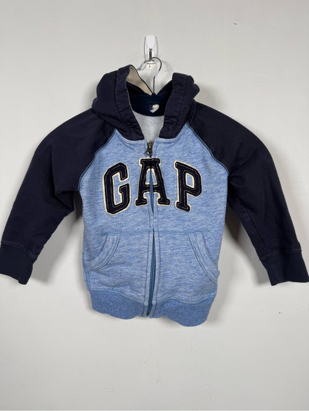 Baby Gap Toddler Boy Colorblock Fleece Zip Hoodie Blue Navy 3T